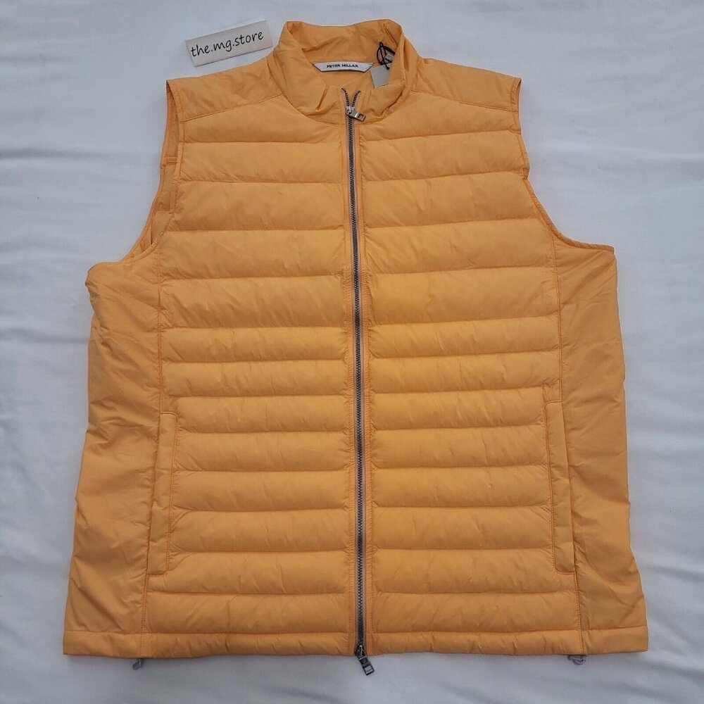 Peter Millar Golf Crown Elite Light Golden Ray Orange Puffer Vest Sz L MSRP $200